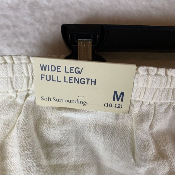 Soft Surroundings Pants Women's Medium Ivory Cotton Pull On Wide Leg 7811 - Picture 4 of 9